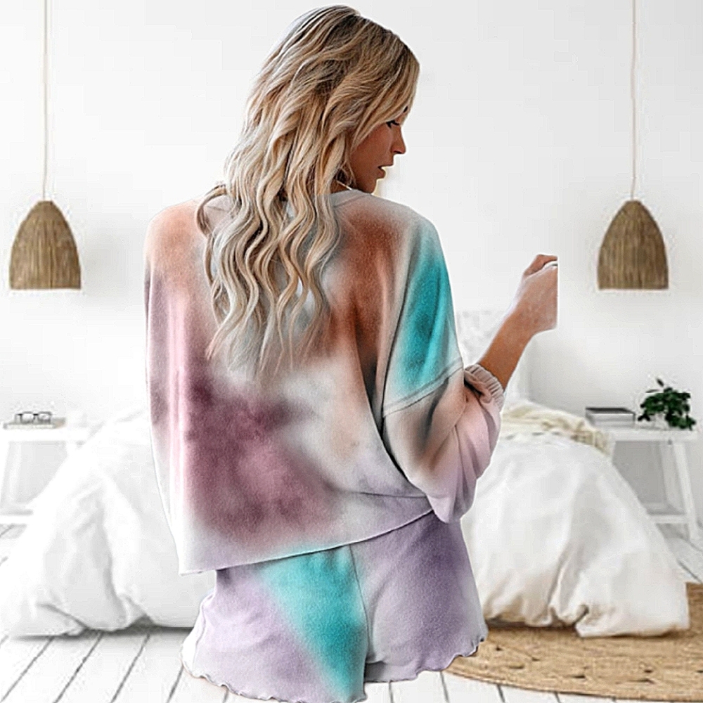 "Snuggle Sunday" Sweatshirt Tie Dye Lounge Set - Picture 5 of 15